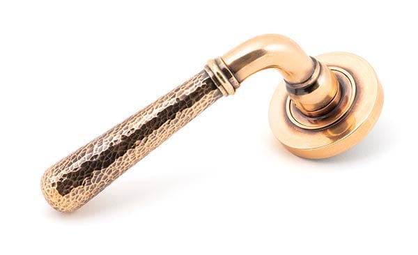 From The Anvil Handles Plain Polished Bronze Hammered Newbury Lever on Rose Set (Plain) - Unsprung