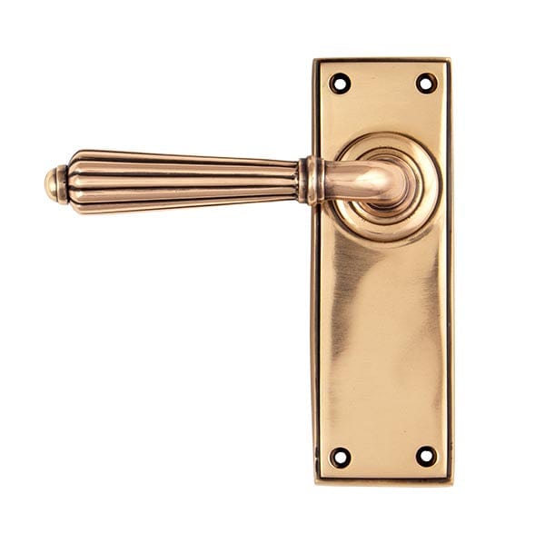 From The Anvil Handles Latch set Polished Bronze Hinton Lever on Rose Set