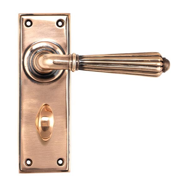 From The Anvil Handles Bathroom Set Polished Bronze Hinton Lever on Rose Set