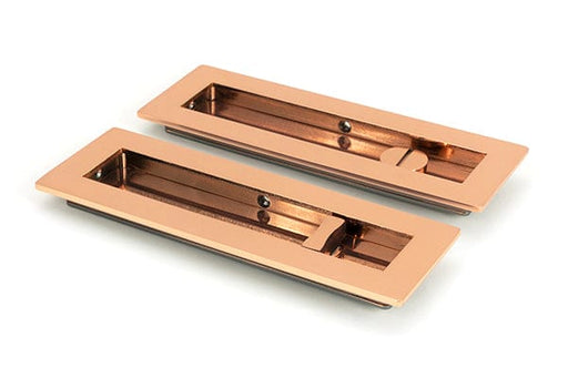 From The Anvil Flush Pull Handles 175mm Polished Bronze  Plain Rectangular Pull - Privacy Set