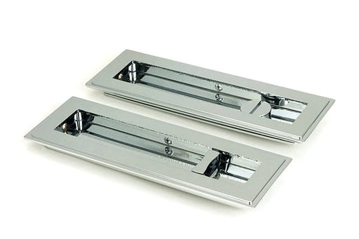 From The Anvil Flush Pull Handles 175mm Polished Chrome  Art Deco Rectangular Pull -Privacy Set