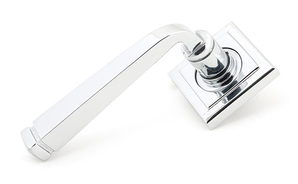 From The Anvil Handles Square Polished Chrome Avon Round Lever on Rose Set (Plain) - Unsprung