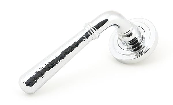 From The Anvil Handles Art Deco Polished Chrome Hammered Newbury Lever on Rose Set (Plain) - Unsprung