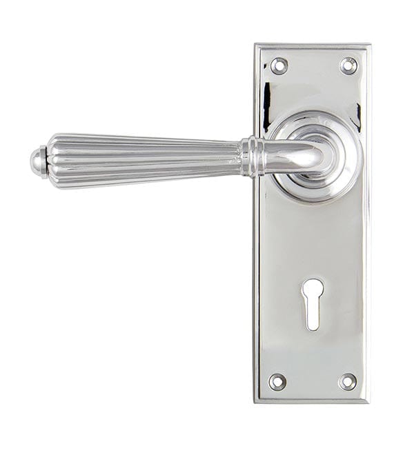 From The Anvil Handles Lock Set Polished Chrome Hinton Lever on Rose Set