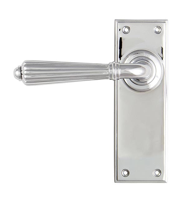 From The Anvil Handles Latch set Polished Chrome Hinton Lever on Rose Set