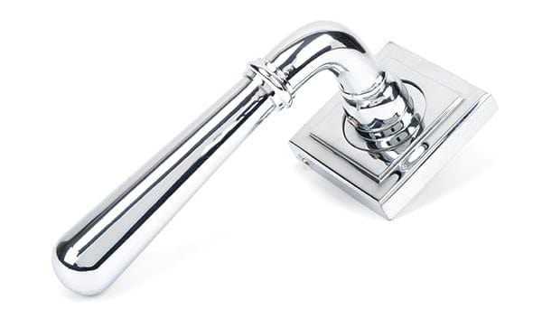 From The Anvil Handles Square Polished Chrome Newbury Lever on Rose Set (Plain) - Unsprung