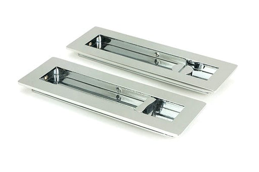 From The Anvil Flush Pull Handles 175mm Polished Chrome  Plain Rectangular Pull - Privacy Set