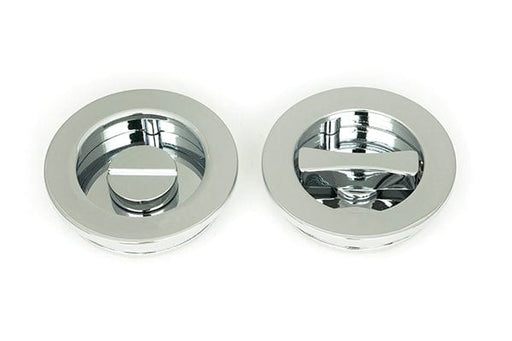 From The Anvil Flush Pull Handles 60mm Polished Chrome  Plain Round Pull - Privacy Set