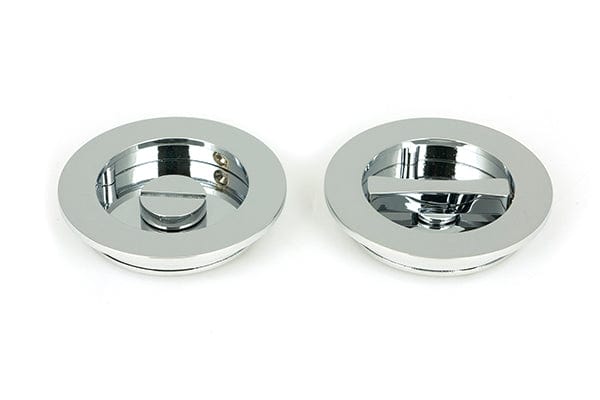 From The Anvil Flush Pull Handles 75mm Polished Chrome  Plain Round Pull - Privacy Set