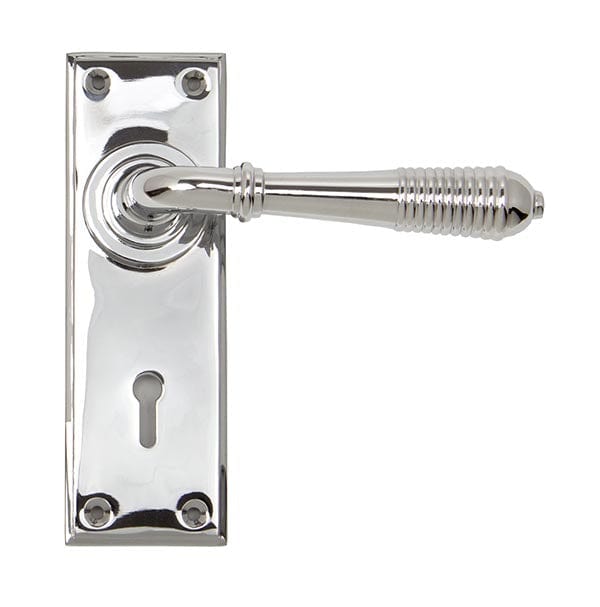 From The Anvil Handles Lock Polished Chrome Reeded Lever Lock Set