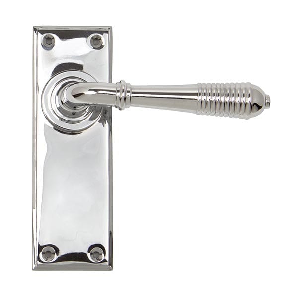 From The Anvil Handles Latch Polished Chrome Reeded Lever Lock Set