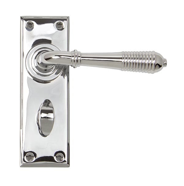 From The Anvil Handles Bathroom Polished Chrome Reeded Lever Lock Set