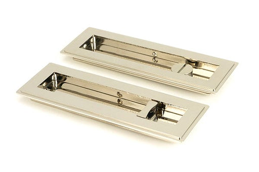 From The Anvil Flush Pull Handles 175mm Polished Nickel  Art Deco Rectangular Pull -Privacy Set