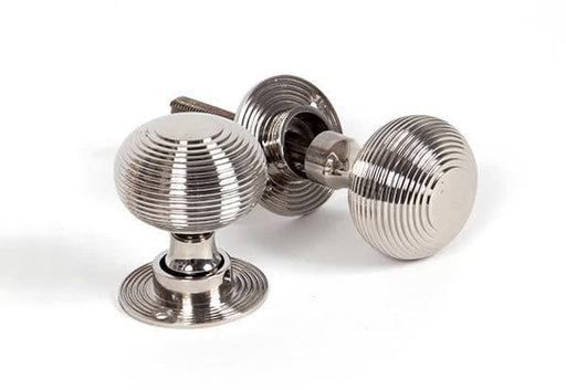 From The Anvil Knobs Polished Nickel Polished Nickel Beehive Mortice/Rim Knob Set