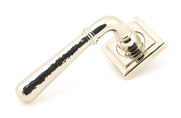 From The Anvil Handles Square Polished Nickel Hammered Newbury Lever on Rose Set (Plain) - Unsprung