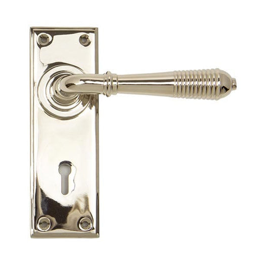 From The Anvil Handles Lock Polished Nickel Reeded Lever Lock Set