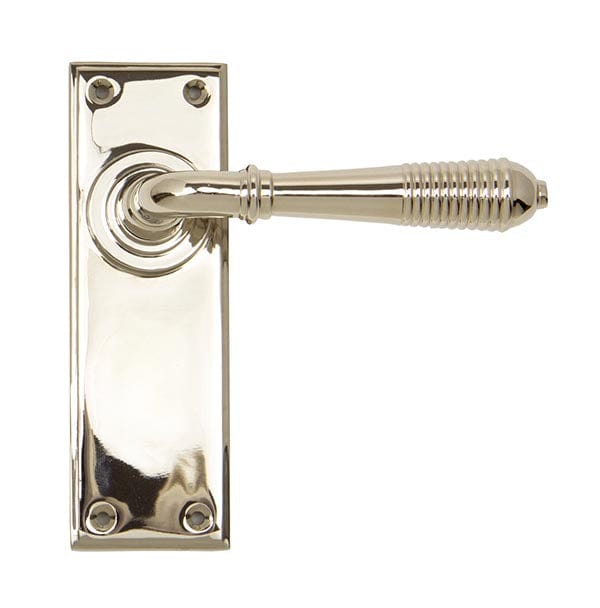 From The Anvil Handles Latch Polished Nickel Reeded Lever Lock Set