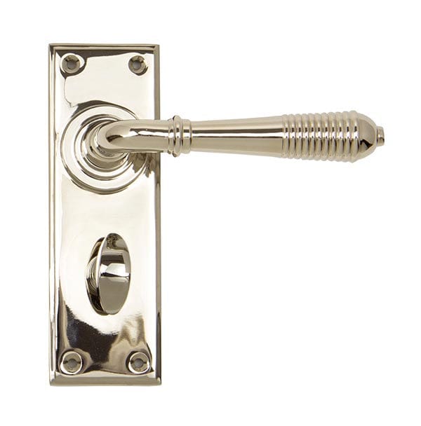 From The Anvil Handles Bathroom Polished Nickel Reeded Lever Lock Set