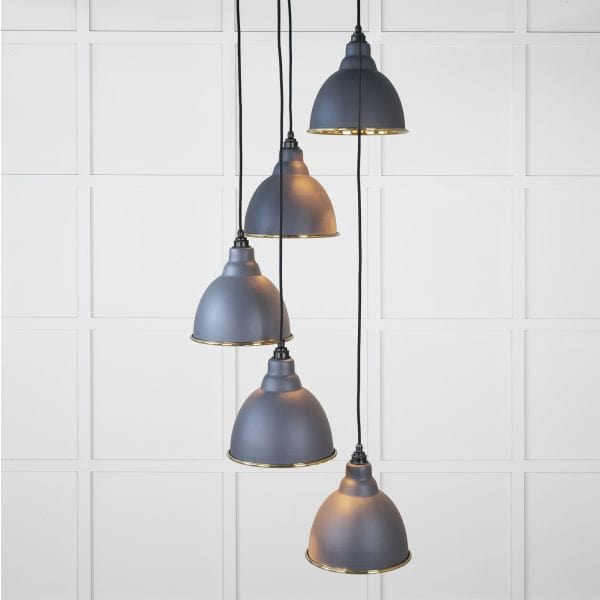 From The Anvil Lighting Slate Smooth Brass Brindley Cluster Pendant