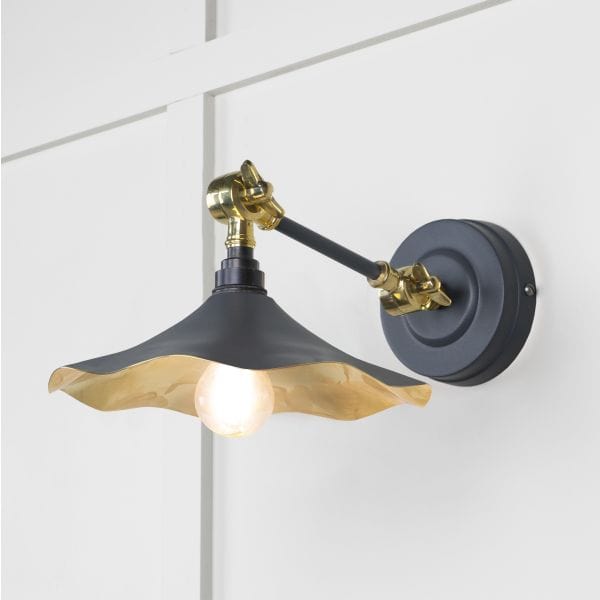 From The Anvil Lighting Slate Smooth Brass Flora Wall Light