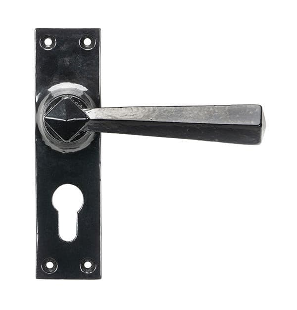 From The Anvil Handles Black Straight Lever Euro Lock Set