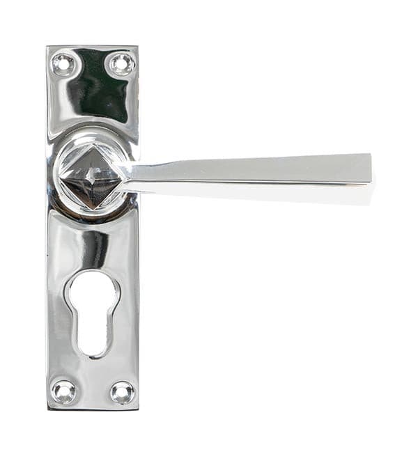 From The Anvil Handles Polished Chrome Straight Lever Euro Lock Set