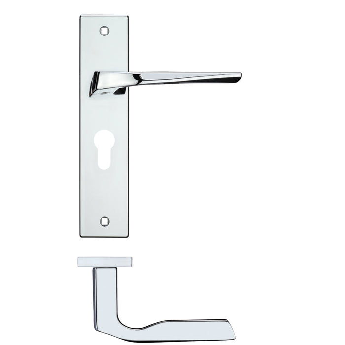 Lyra Lever Euro Lock (47.5mm c/c) on Backplate - 190x42mm