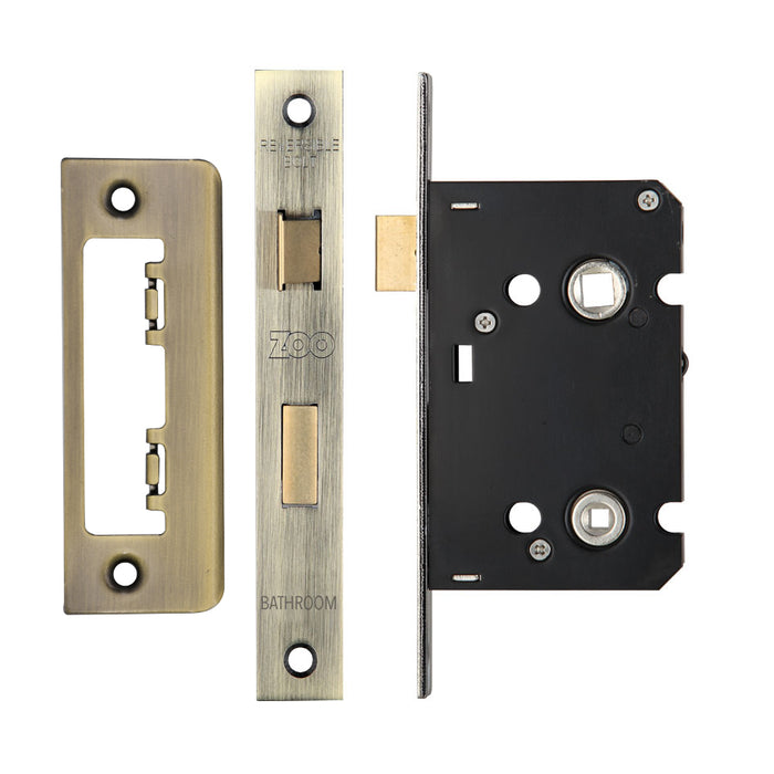 Mortice Bathroom Lock, 76mm - 57mm Centres, Square