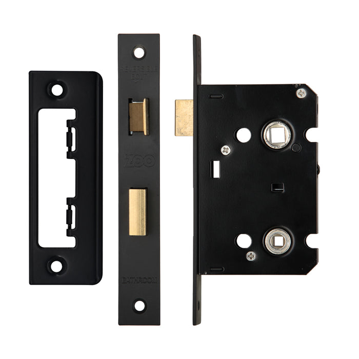 Mortice Bathroom Lock, 76mm - 57mm Centres, Square