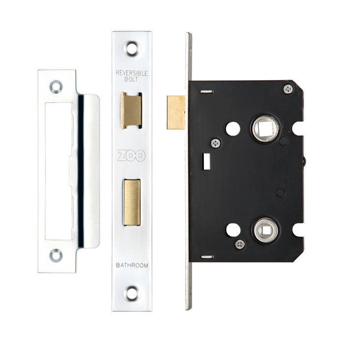 Mortice Bathroom Lock, 64mm - 57mm Centres, Square