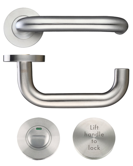 19mm Lift to Lock Tubular Return to Door Lever Set - Push On Rose - Grade 304