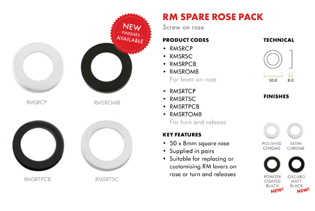 Rosso Maniglie - Spare Round Rose Pack - 1 Pair