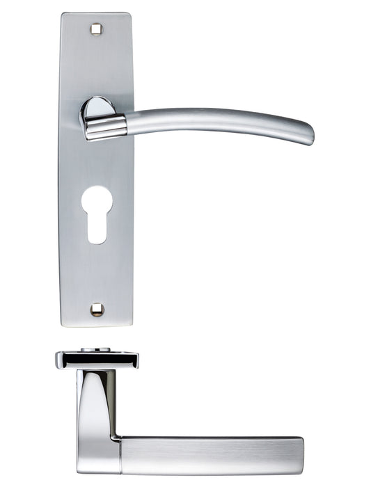 Amalfi Lever Euro Lock (47.5mm c/c) On Backplate - 180x43mm