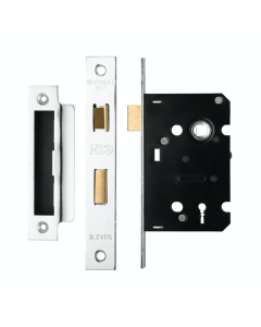 3 Lever Mortice Sashlock, 64mm - 57mm Centres, Square