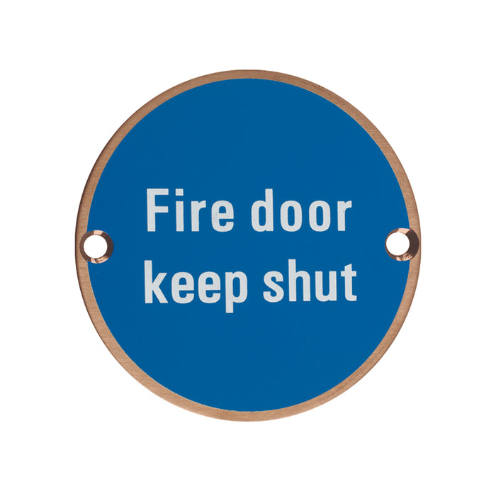 Signage - Fire Door Keep Shut - 76mm dia