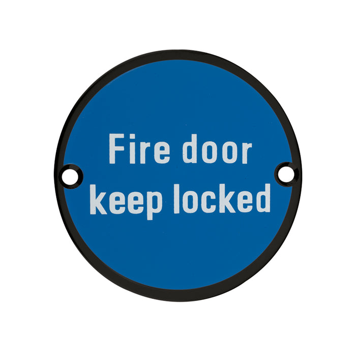 Signage - Fire Door Keep Locked - 76mm dia