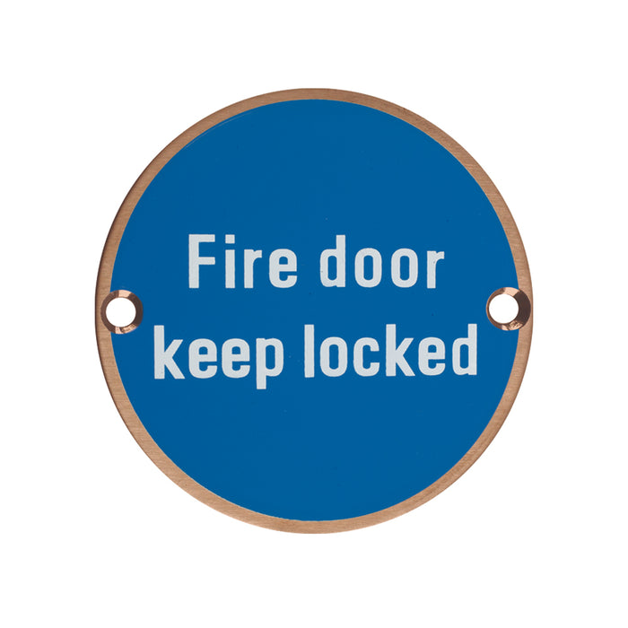 Signage - Fire Door Keep Locked - 76mm dia