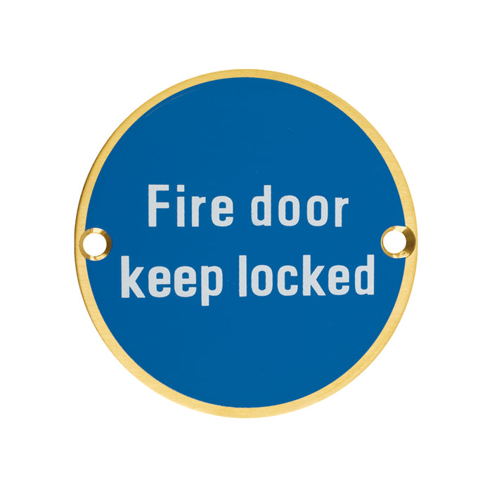 Signage - Fire Door Keep Locked - 76mm dia