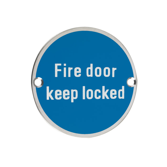 Signage - Fire Door Keep Locked - 76mm dia