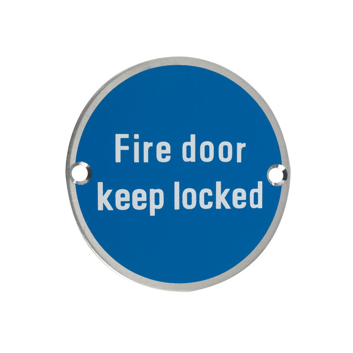 Signage - Fire Door Keep Locked - 76mm dia