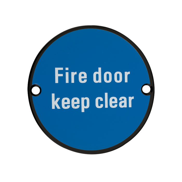 Signage - Fire Door Keep Clear  - 76mm dia