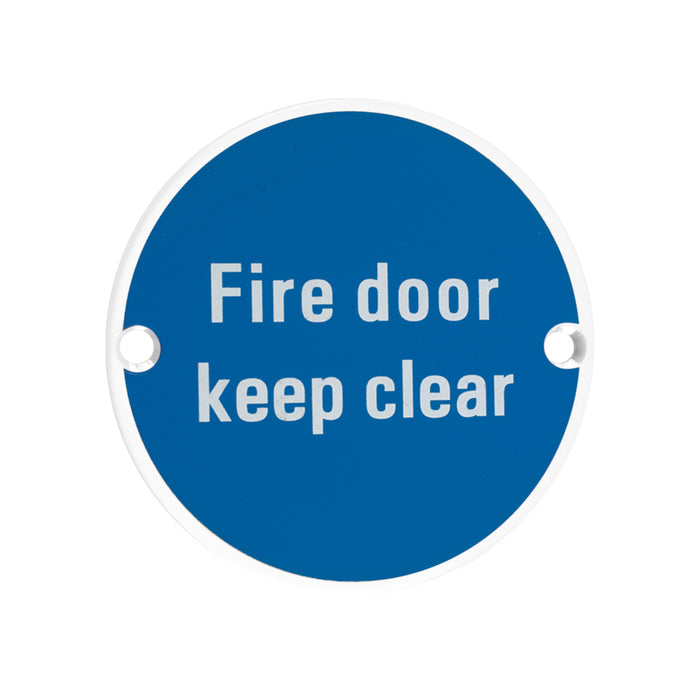 Signage - Fire Door Keep Clear  - 76mm dia