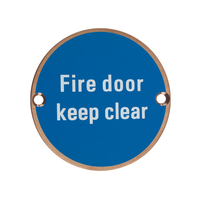 Signage - Fire Door Keep Clear  - 76mm dia