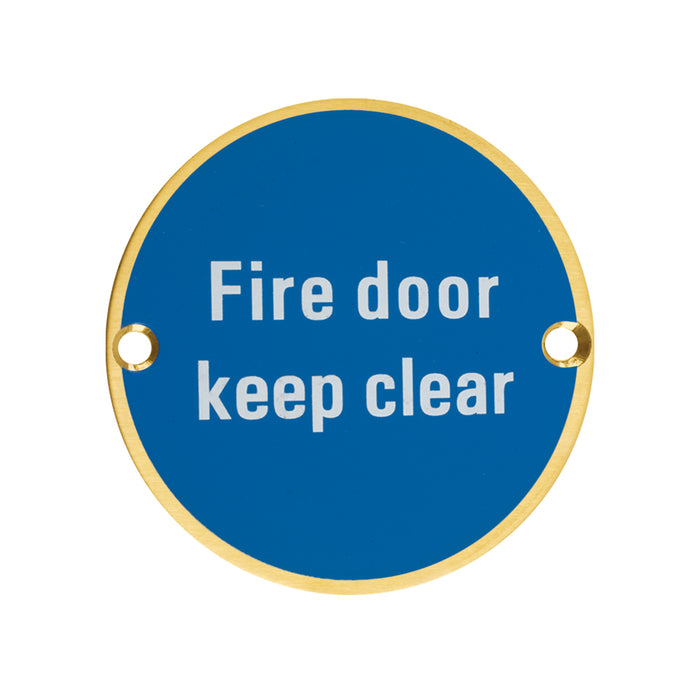 Signage - Fire Door Keep Clear  - 76mm dia