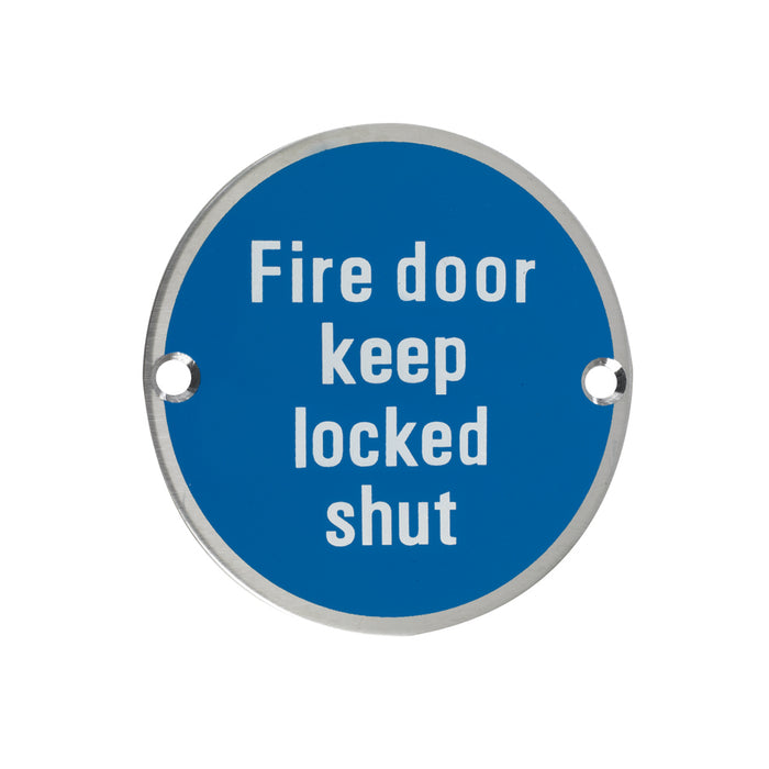 Signage - Fire Door Keep Locked Shut - 76mm dia